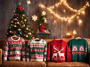 Lire la suite à propos de l’article Le Pull de Noël :  tradition, fun et astuces écoresponsables !